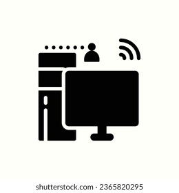 computer black icon, isolated icon in light background, perfect for website, blog, logo, graphic design, social media, UI, mobile app