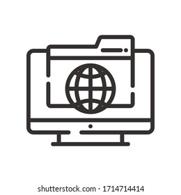 Computer black icon vector illustration,laptop,web