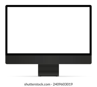 Computer black monitor with empty display, device screen mockup, blank screen - stock vector