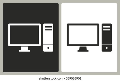 Computer  -  black and white icons. Vector illustration.