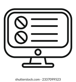 Vector de contorno de icono de lista negra del equipo. Usuario comercial. Dispositivo cibernético