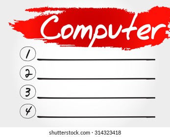 COMPUTER blank list, business concept