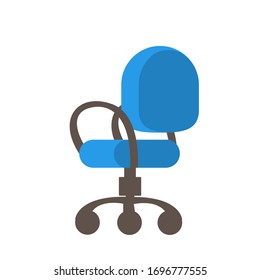 Silla azul para ordenadores. Un mueble aislado para una casa u oficina. Ilustración plana vectorial.