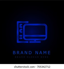 Computer blue chromium metallic logo