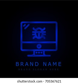 Computer blue chromium metallic logo