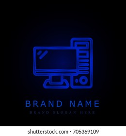 Computer blue chromium metallic logo