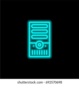 Computer blue glowing neon ui ux icon. Glowing sign logo vector