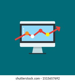 computer blue screen red arrow icon in flat style isolated. Vector Symbol illustration.