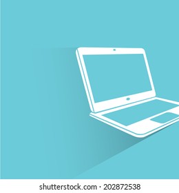 computer, blue shadow and flat theme