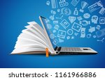 Computer as book knowledge base concept - laptop as elearning idea