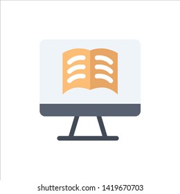 Computer, Book, OnTechnology  Flat Color Icon. Vector icon banner Template