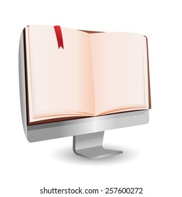 Computer Book reading technology education vector