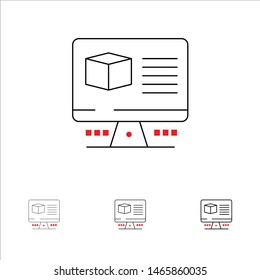 Computer, Box, Internet, Monitor Bold and thin black line icon set. Vector Icon Template background