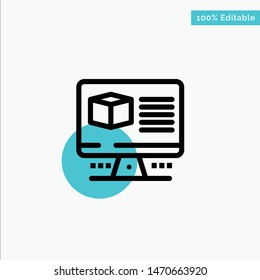Computer, Box, Internet, Monitor turquoise highlight circle point Vector icon. Vector Icon Template background