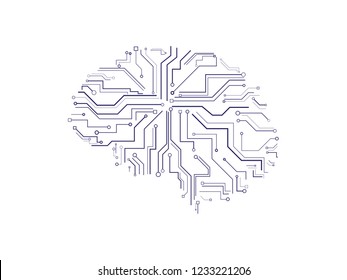 Computer brain electronic print plate illustration vector