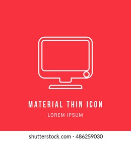 Computer Bright red material designed line thin flat icon / logo