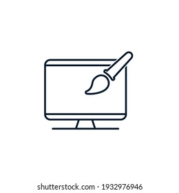 Computer brush. Concept for web design, artist illustrator. Vector icon isolated on white background.