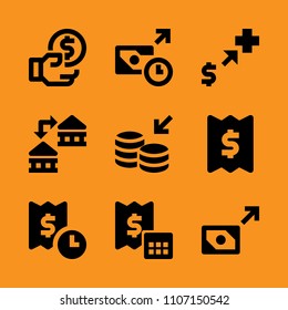 computer, budget, fund and investment icon set. Vector illustration for web and design.