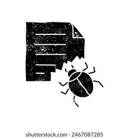 Computer bug black hand drawn icon in grunge look