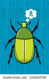 Computer bug cartoon vector illustration