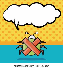 computer bug doodle, speech bubble