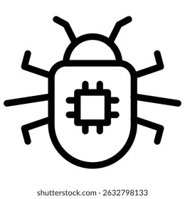 Computer bug icon Black and white outline vector