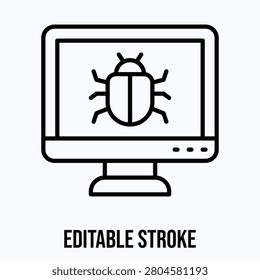 Computer Bug Icon, Editable Stroke Icon.