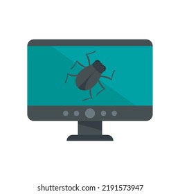 Computer Bug Icon. Flat Illustration Of Computer Bug Vector Icon Isolated On White Background