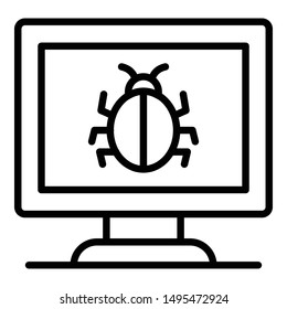 Computer bug icon. Outline computer bug vector icon for web design isolated on white background