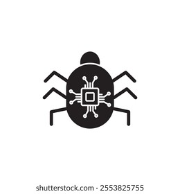 Computer bug icon Thin line flat illustration