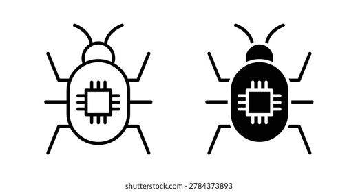 Computer bug icon vector logo. icons in solid, editable strokes.