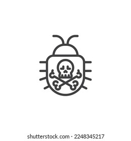 Computer bug line icon. linear style sign for mobile concept and web design. Computer virus outline vector icon. Symbol, logo illustration. Vector graphics