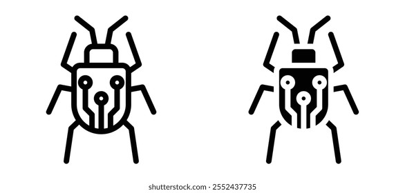 Conjunto de vetores do ícone de linha de bug do computador.
