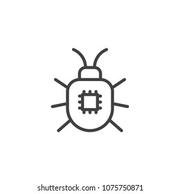 Computer bug outline icon. linear style sign for mobile concept and web design. Computer virus simple line vector icon. Symbol, logo illustration. Pixel perfect vector graphics