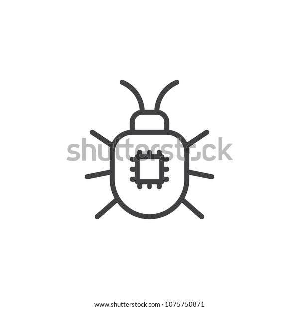 Computer bug\
outline icon. linear style sign for mobile concept and web design.\
Computer virus simple line vector icon. Symbol, logo illustration.\
Pixel perfect vector\
graphics