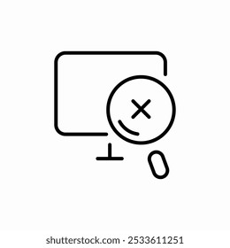 Vector de signo de icono de búsqueda de error de computadora