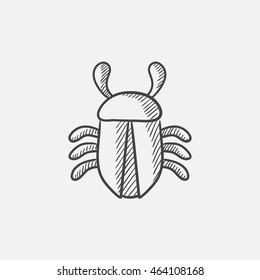 Computer bug sketch icon for web, mobile and infographics. Hand drawn vector isolated icon.