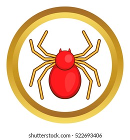 Computer bug vector icon in golden circle, cartoon style isolated on white background