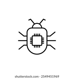 Estilo de contorno do ícone do vetor de bugs do computador.
