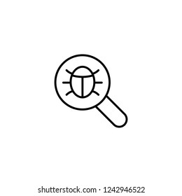 computer bug virus searching symbol line black icon on white background