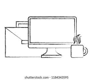 computer business briefcase and coffee cup office
