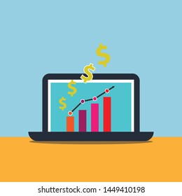Computer business chart bar flat design illustration vector