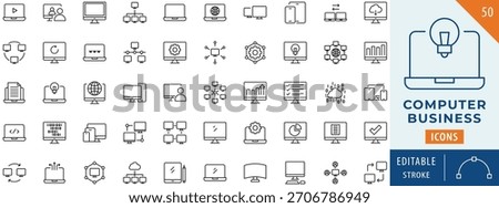 Computer business icon collection set. Editable stroke.