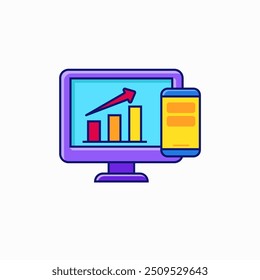 Computer and business icon with colorful design on a white background