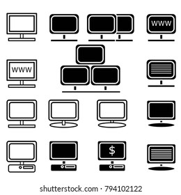 Computer business icon set.Business monitor.Mobile Application.Web Design.Web UI.EPS10
