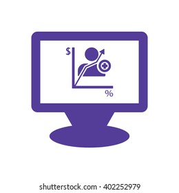 Computer Business Icon, vector illustration. Flat design style