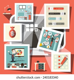 Computer with Business Icons