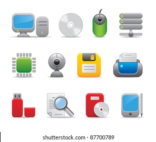 Computer business office entrepreneur IT developer logos icons set 