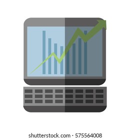 computer with business related icon image, vector illustration