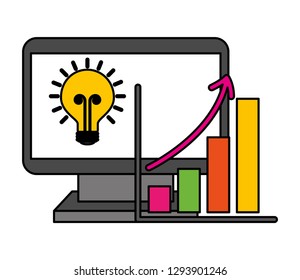computer business statistic diagram bulb